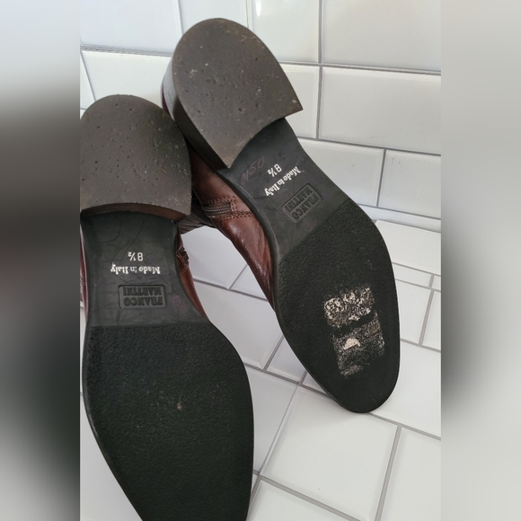 Franco Martini Made In Italy Ladies Dark Brown Tall Leather Boots 1.25in Block H - Picture 7 of 12